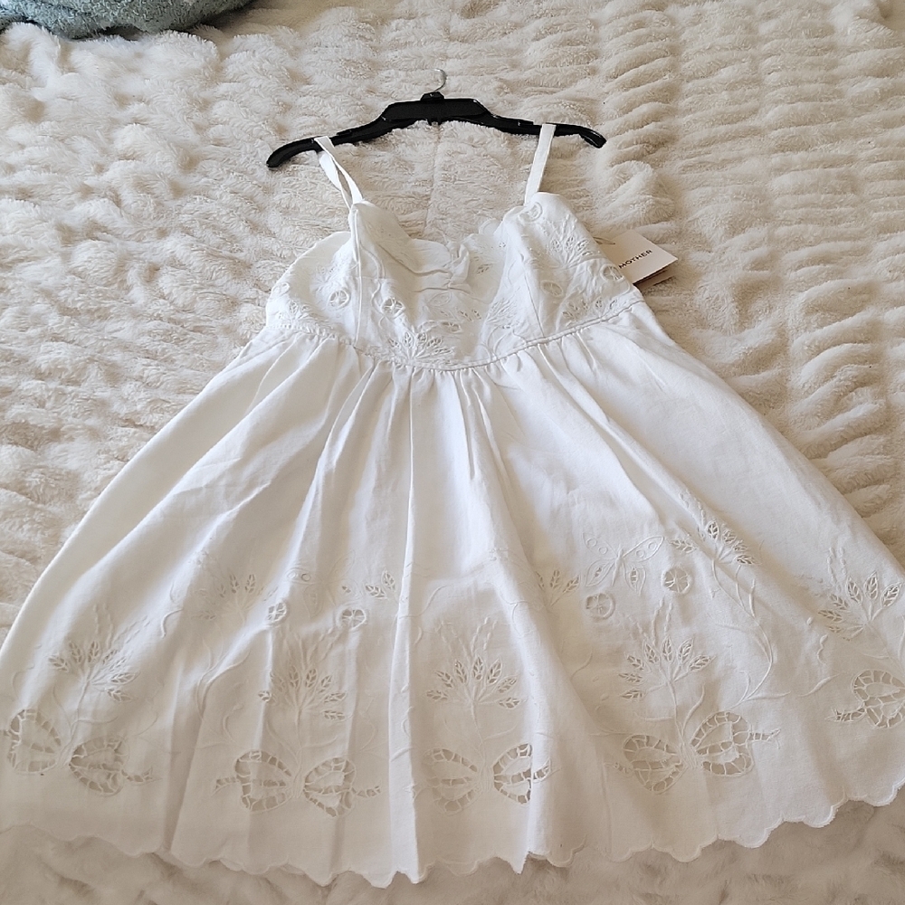 MOTHER White Smocked Tiered Sundress